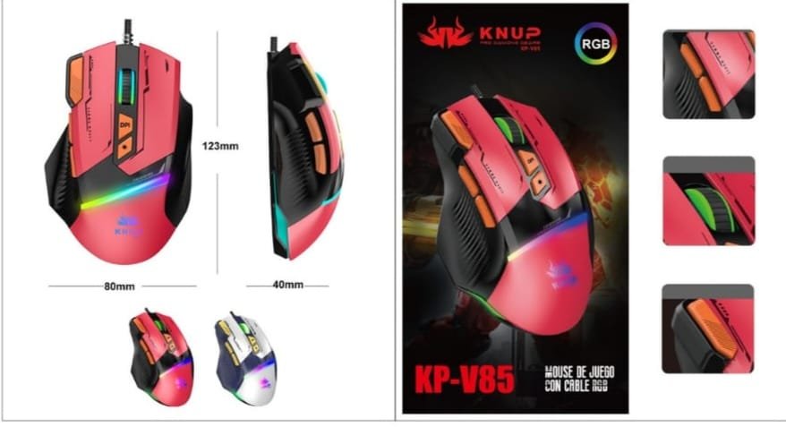 mouse de juego con cable rgb  kpv85