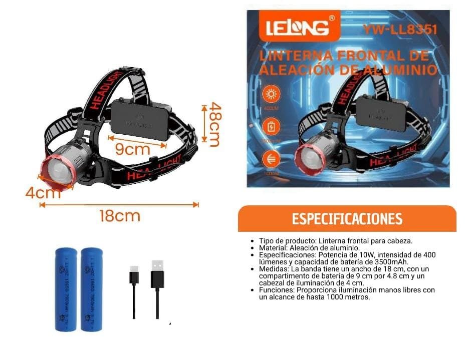 linterna de cabeza ywll8351