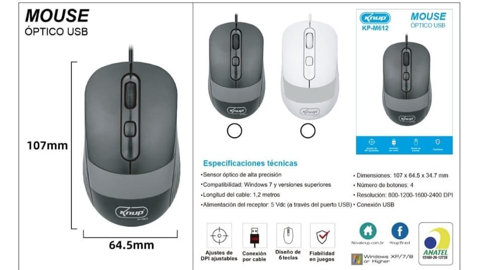 mouse knup con cable kpm612