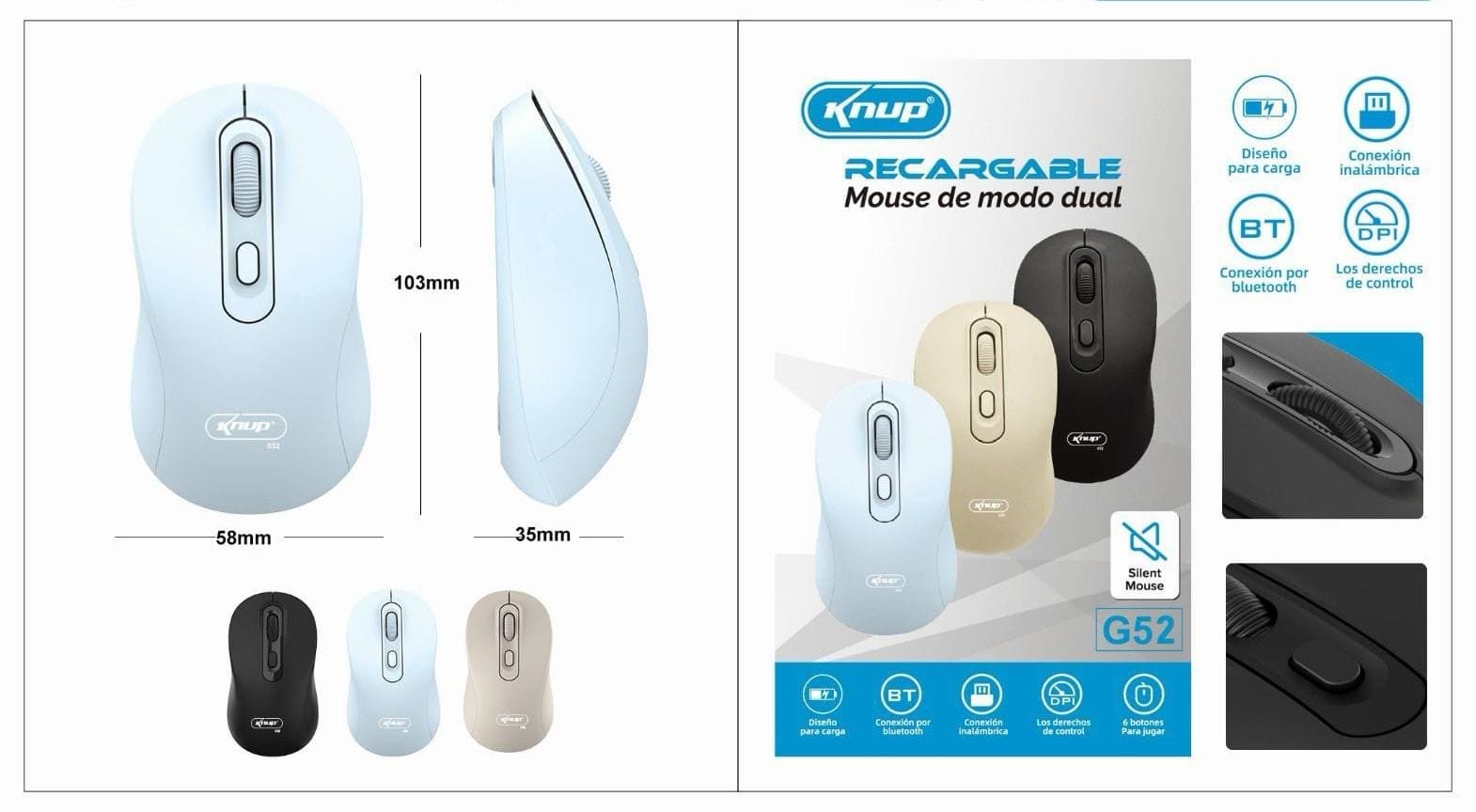 mouse inalambrico g 52