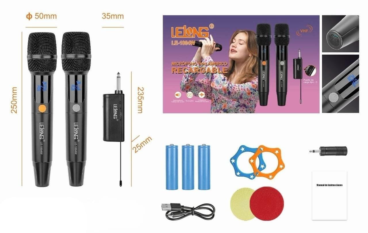 microfono doble inalambrico le1004w