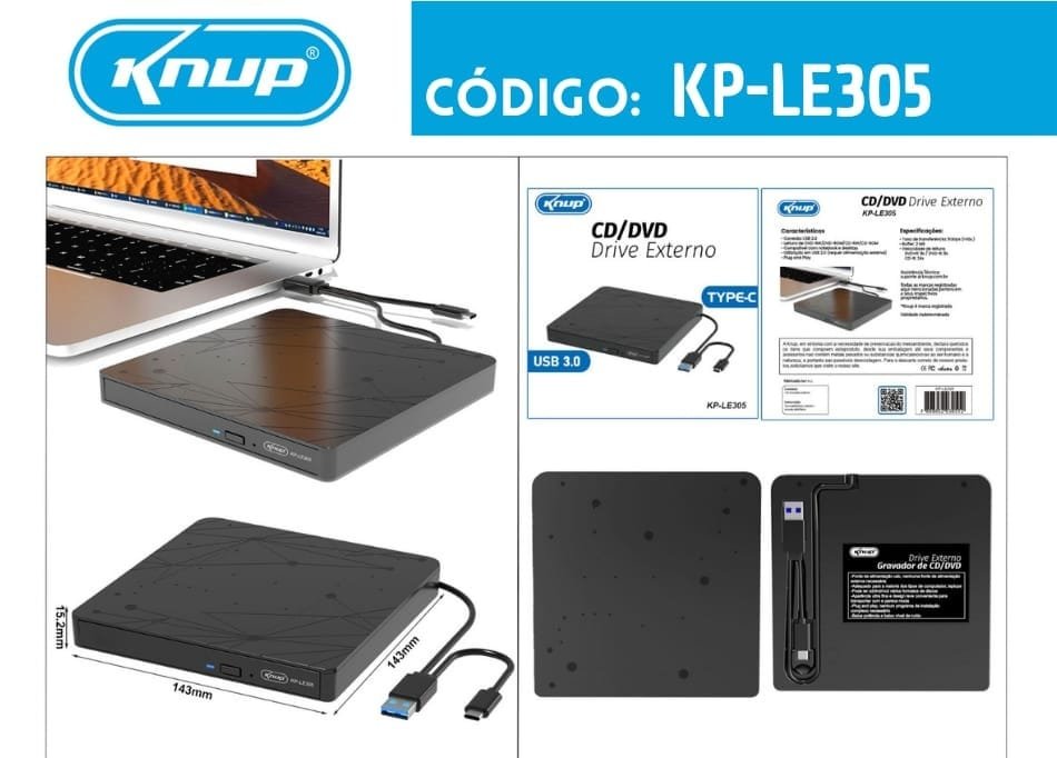 gravador de cd/dvd externo kple305
