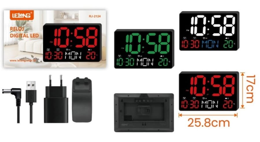reloj de pared digital marca lelong rj2124