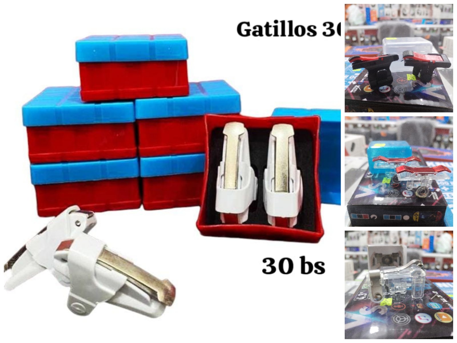 gatillos 30 caja azul y rojo gatillos 