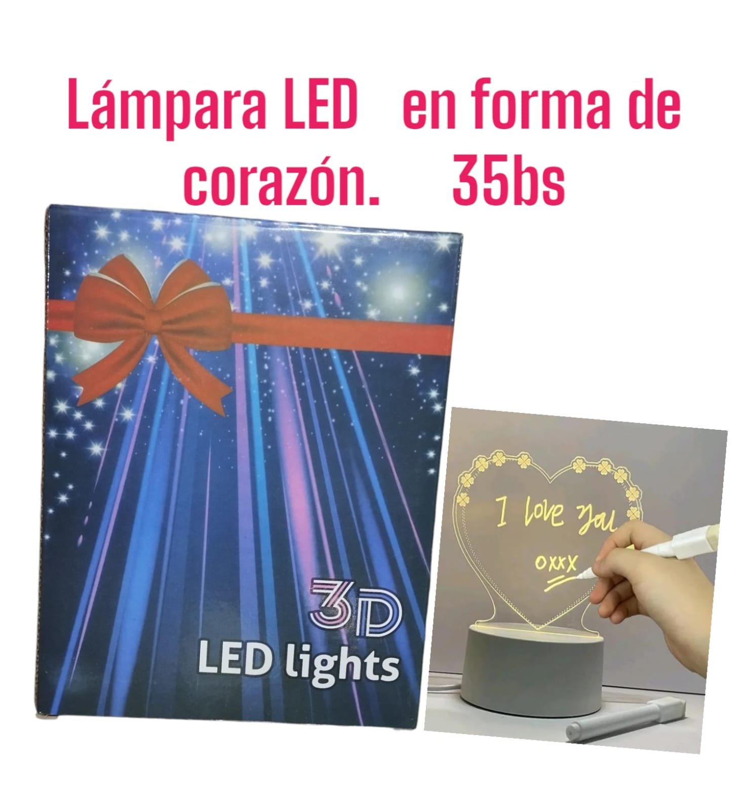 lampara corazon para escribir Led f3554