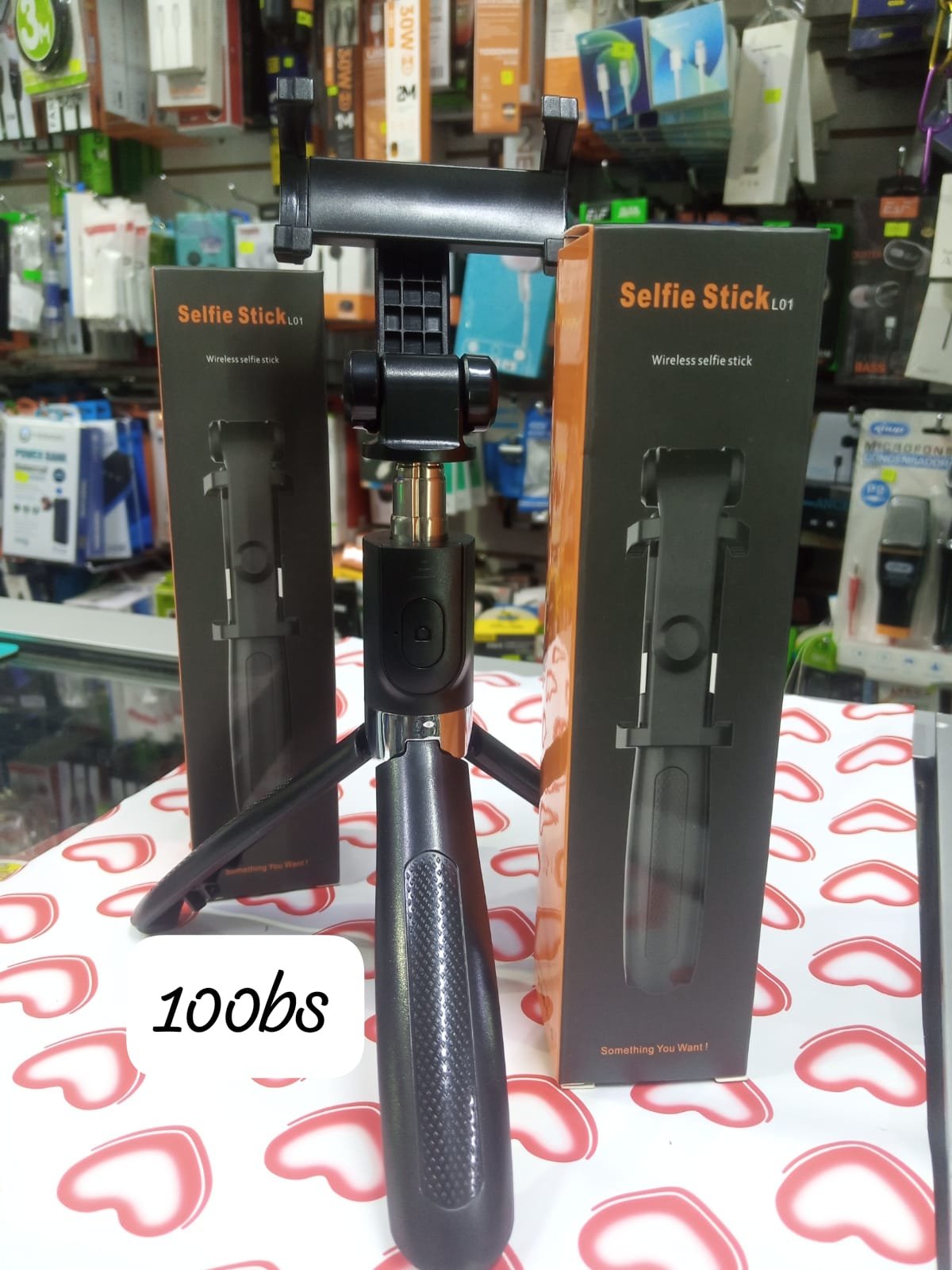 l01 selfie stick palo selfie caja negra con naranja