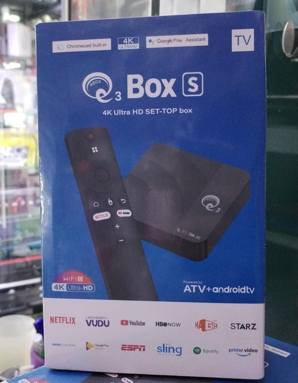 q3 box s 4k ultra hd atv+androidtv tv box azul q3boxs
