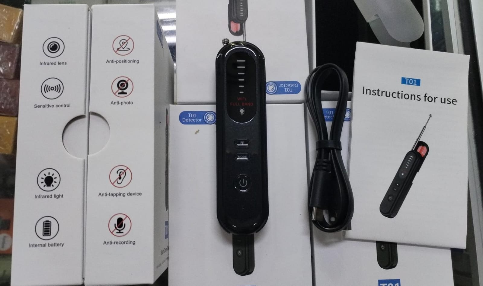 t01 detector de camaras espia multifuncion infrarojo