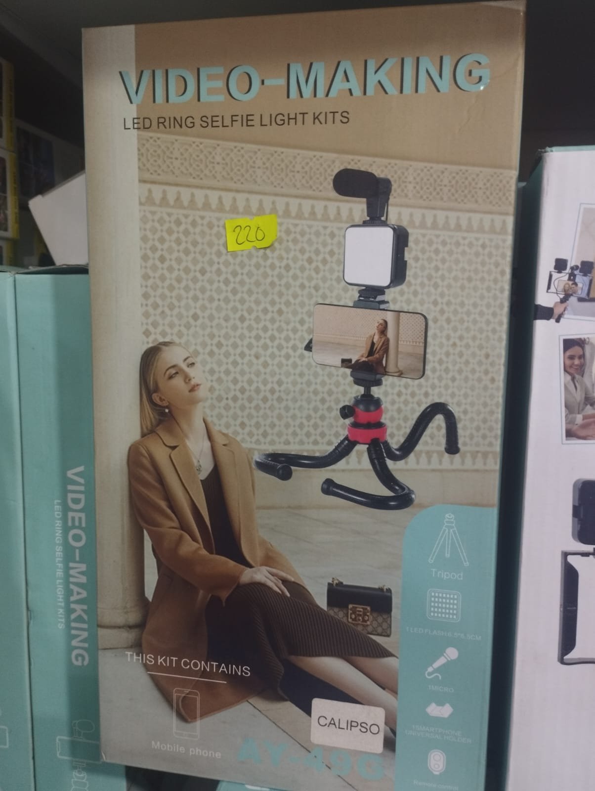 ay49g estabilizador tripode flexible con luz y microfono ay-49g
