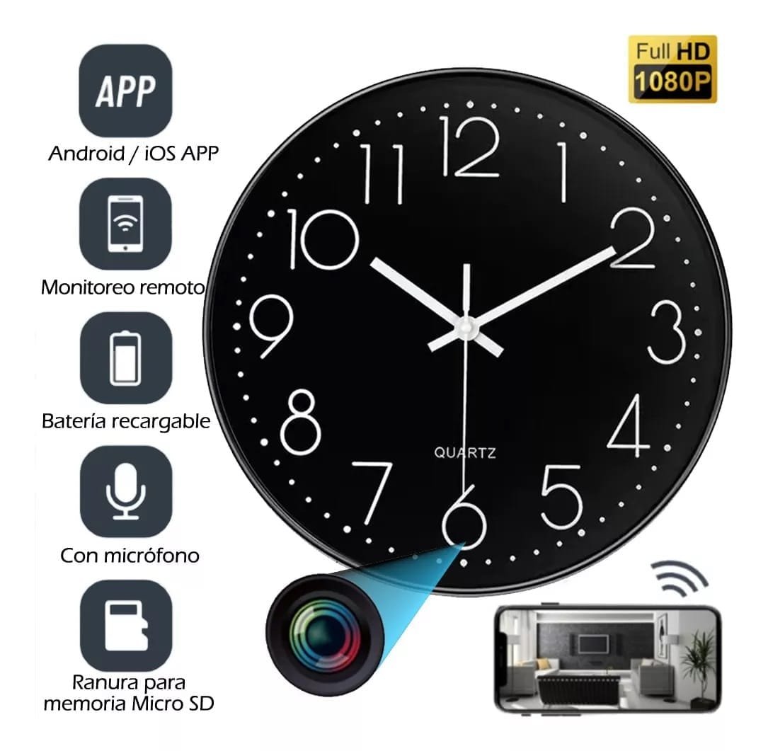 Reloj de pared 590 con cámara Espia 