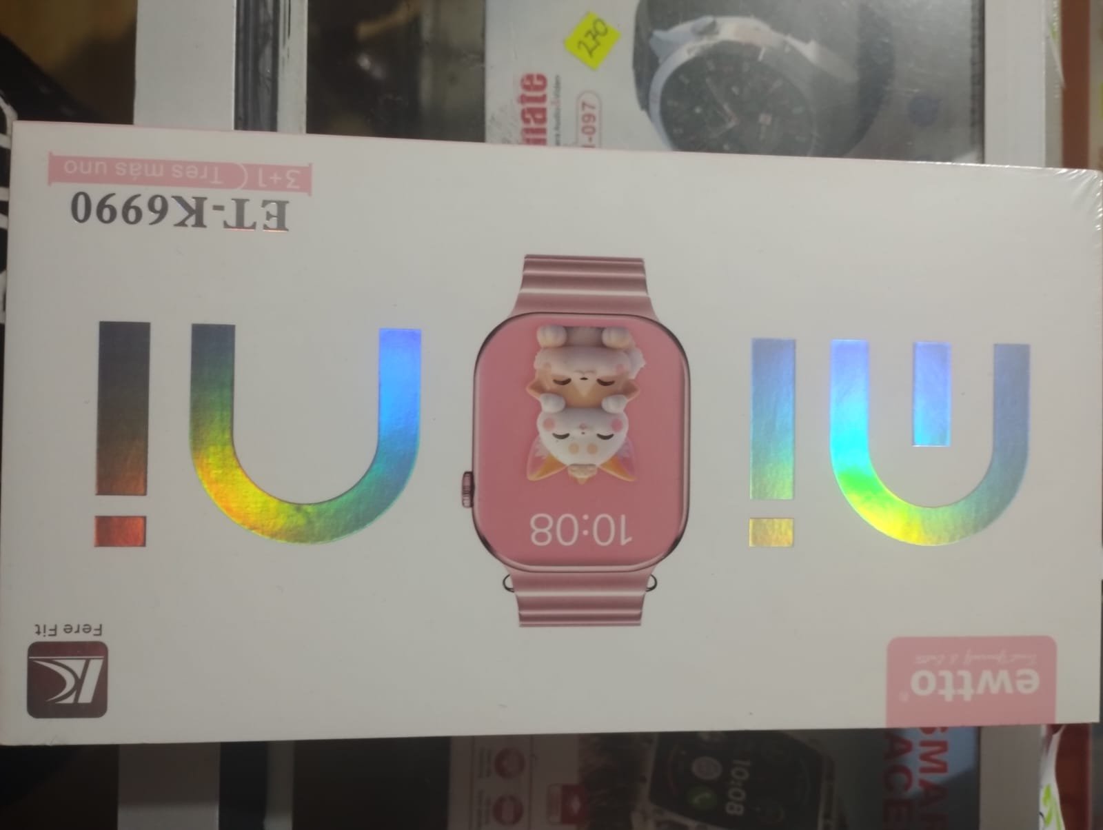 etk6990 reloj smartwatch ewtto rosado 3manillas pink