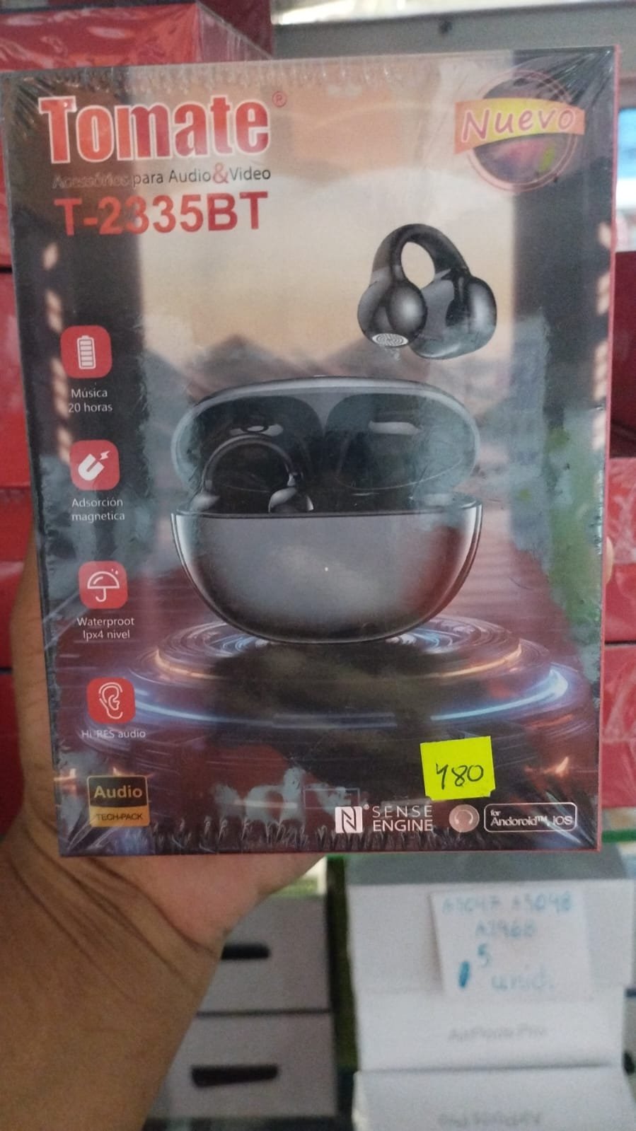 t2335bt audífonos inalámbricos tomate tipo arete