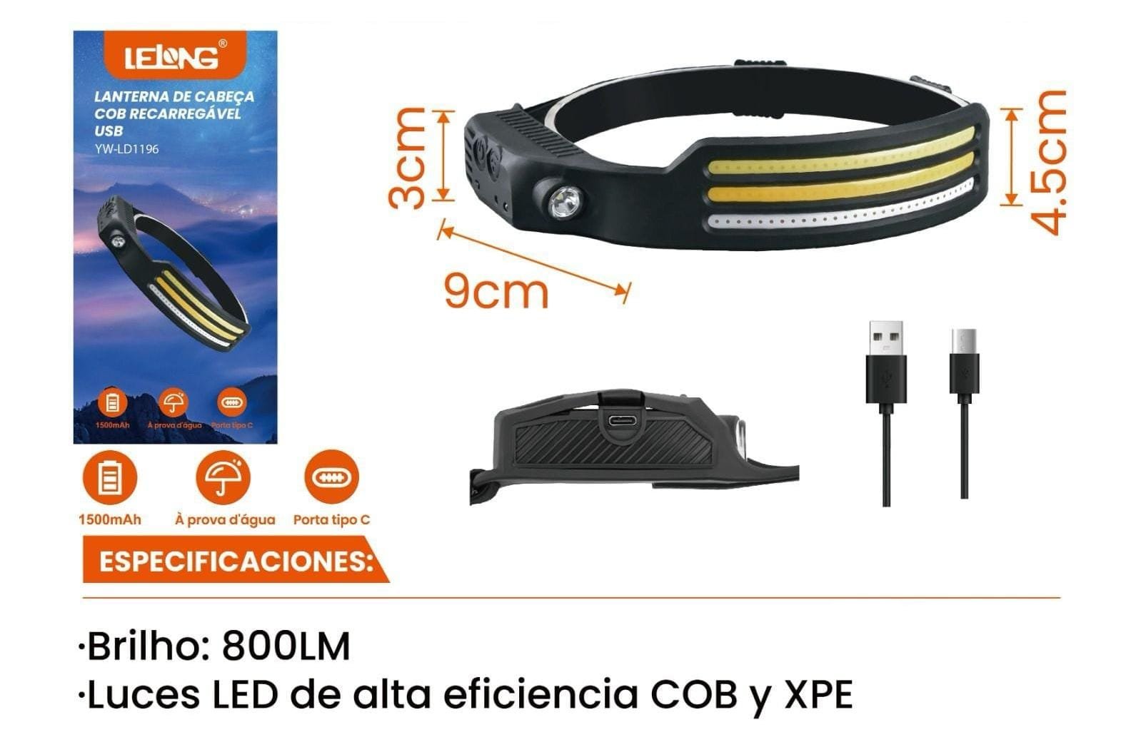 Linterna de cabeza Led ywld1196