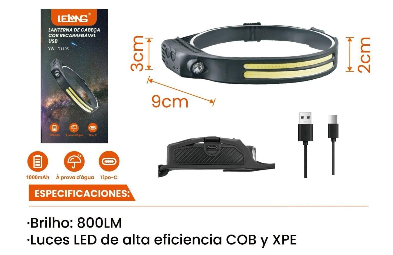 Linterna de cabeza Led ywld1195