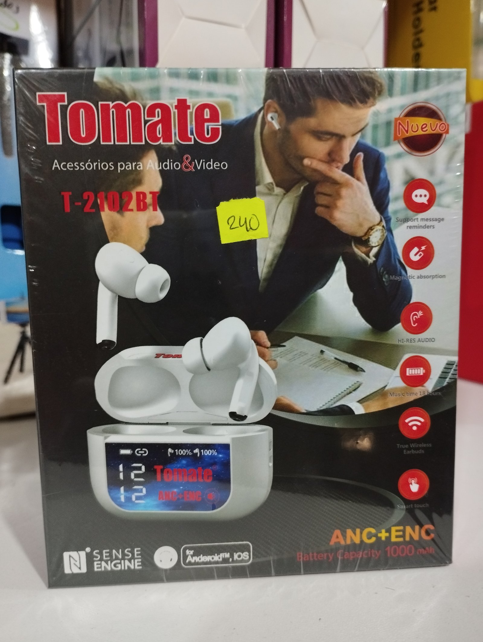 t2102bt audifono inalambrico con pantalla tomate t2102bt