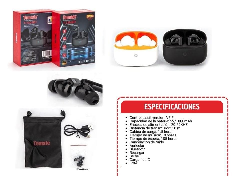 audifono inalambrico tomate t2303bt