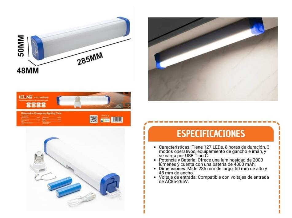 luz led en barra recargable szyt2689bt