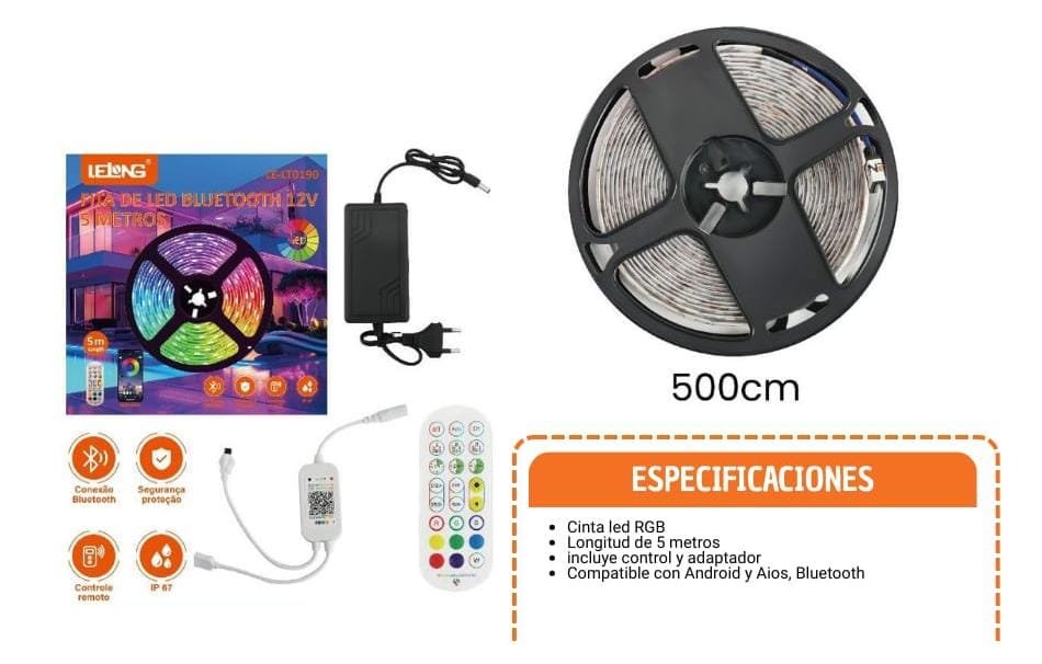 cintas led rgb 5m lelt0190