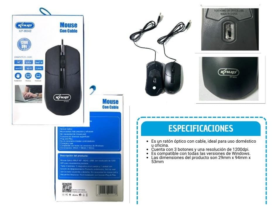 mouse con cable kpm242