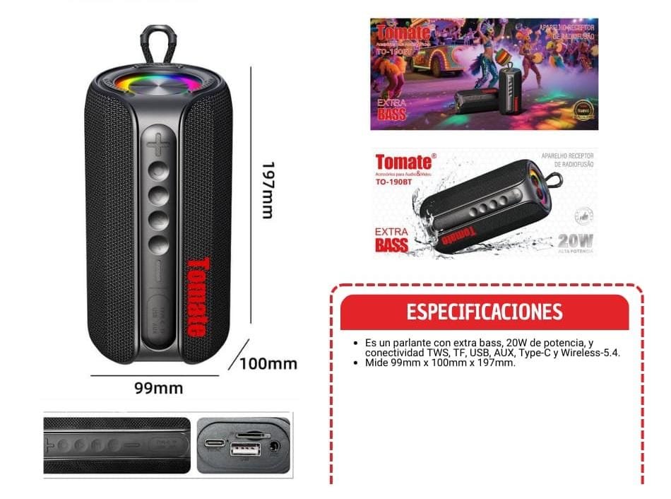 parlante con luces to190bt