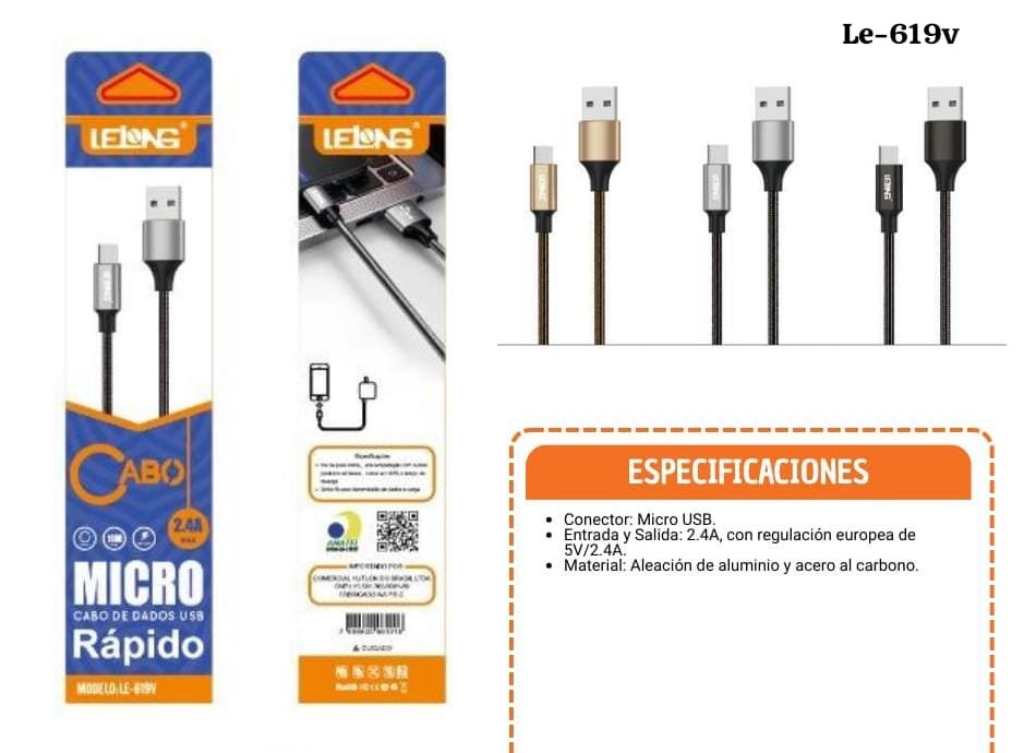 cable lelong v8 metal 7898605661916 le619v