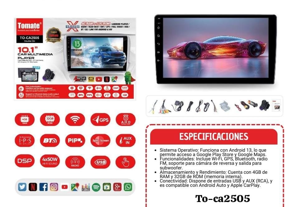 radio de auto 10pulgadas toca2505