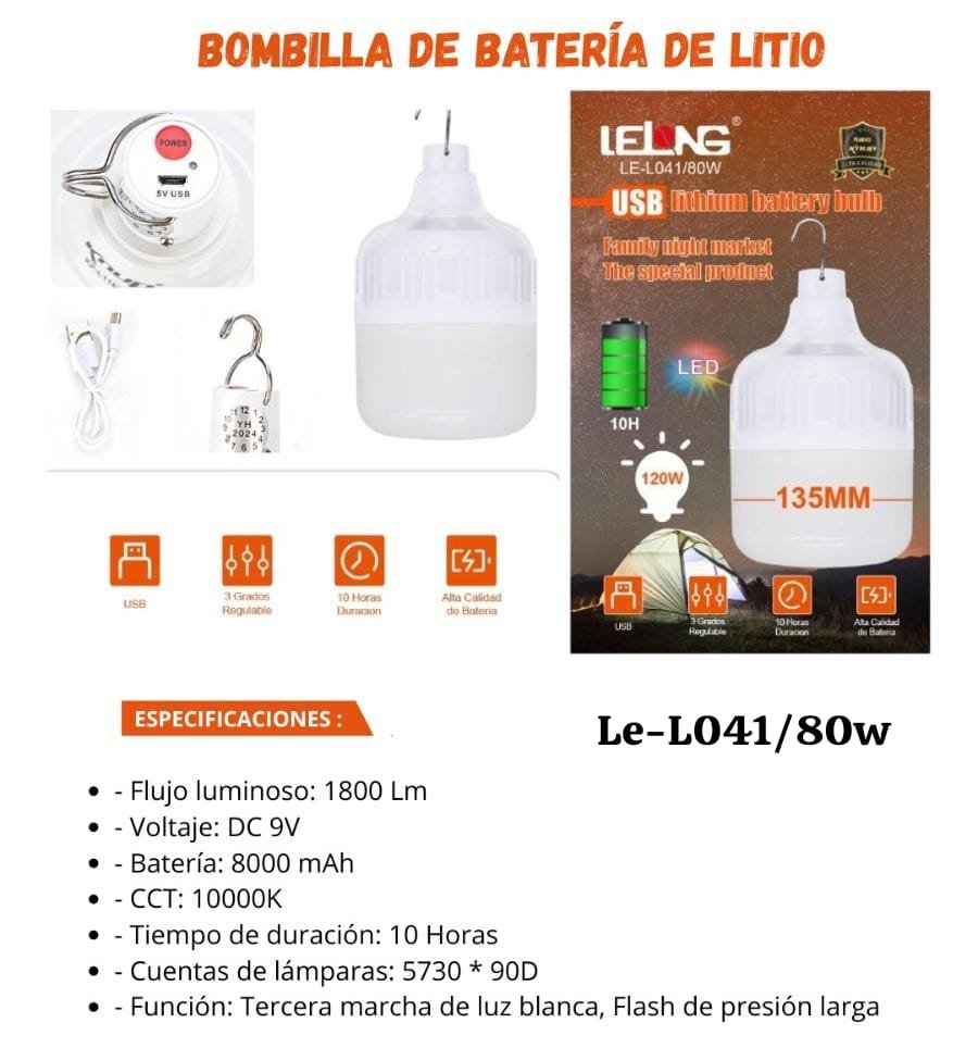 foco recargable lel04180w