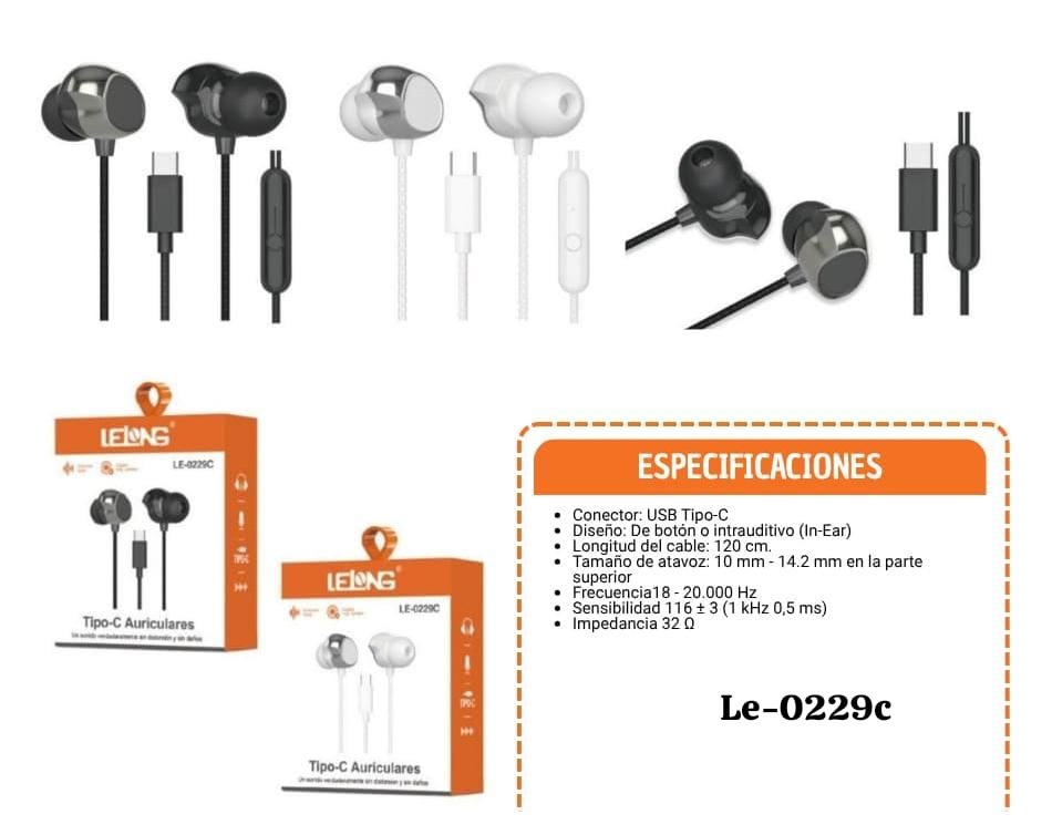 audifonos tipo c le0229c
