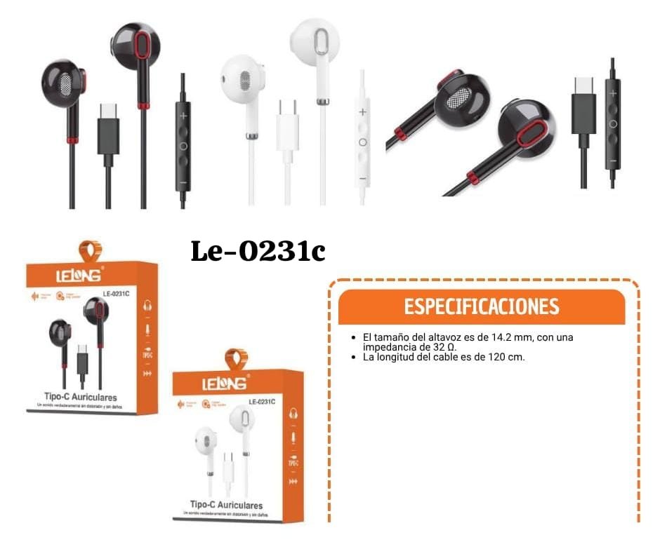 audifonos tipo c le0231c