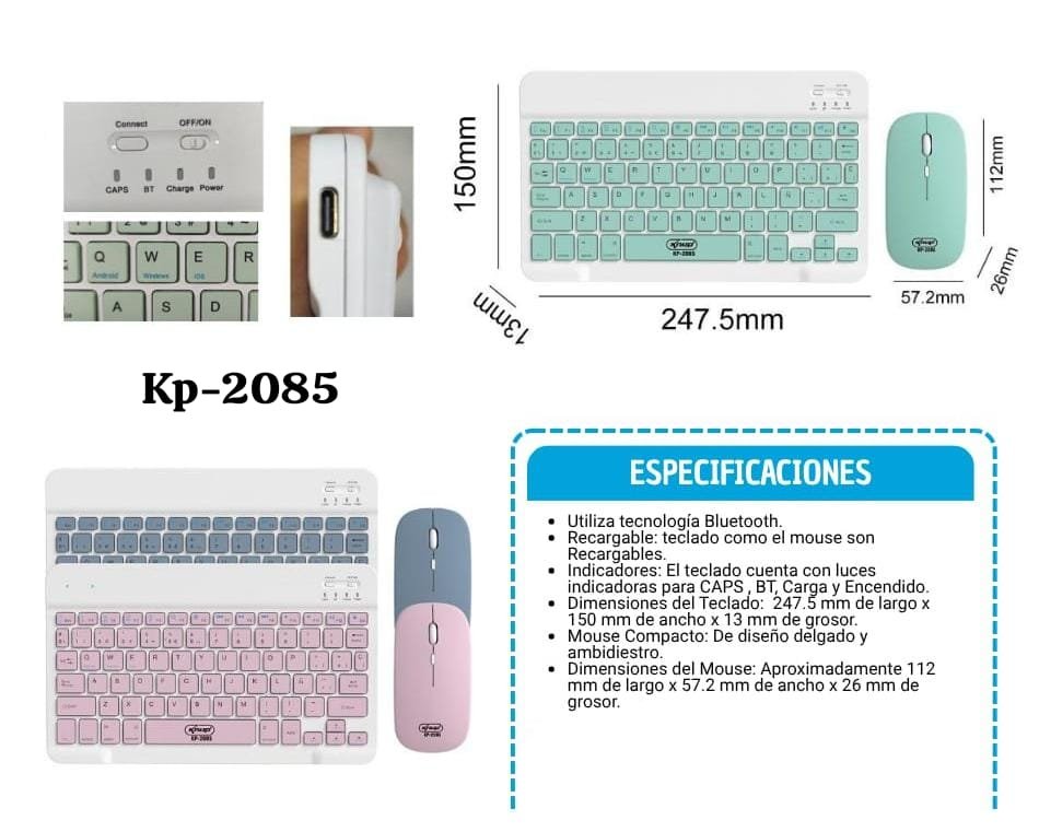 teclado recargable kp2085