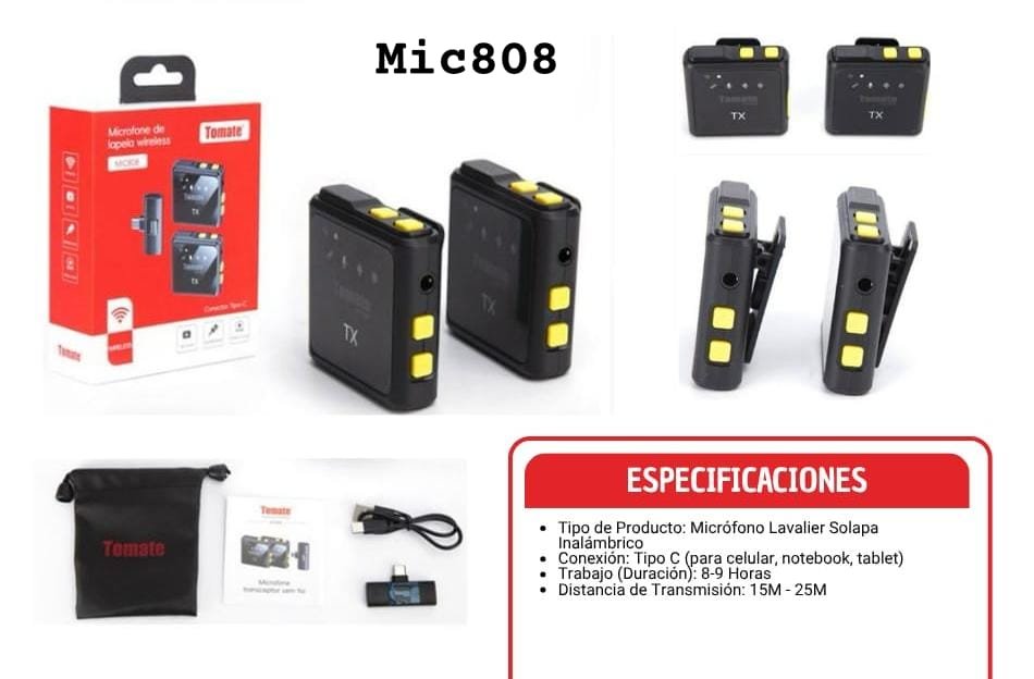 microfono inalambrico tomate doble mic808 