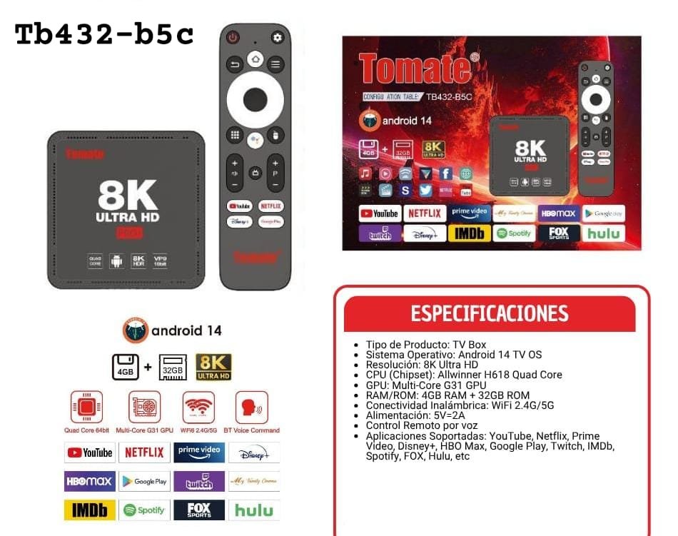 tv box tomate android 13 tb432b5c
