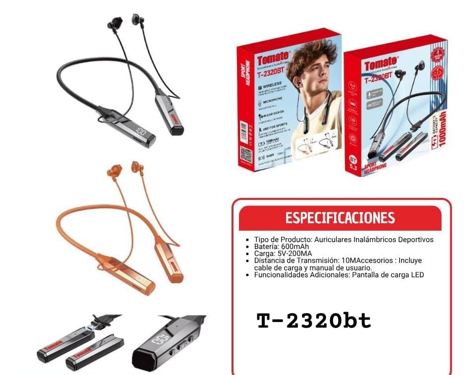 audifono tomate cuello 2 baterias t2320bt