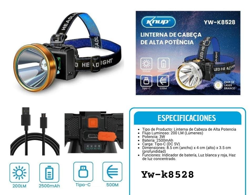 linterna de cabeza yek8528