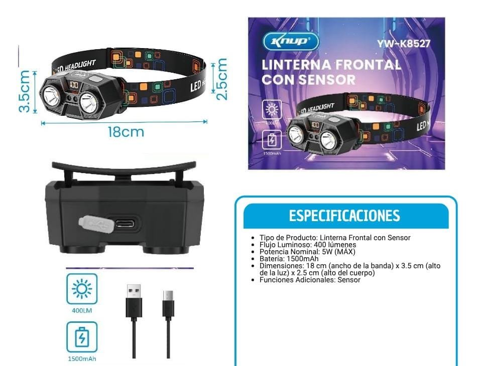 linterna de cabeza ywk8527