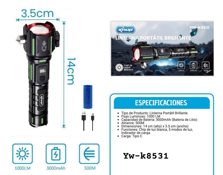 linterna recargable potente ywk8531