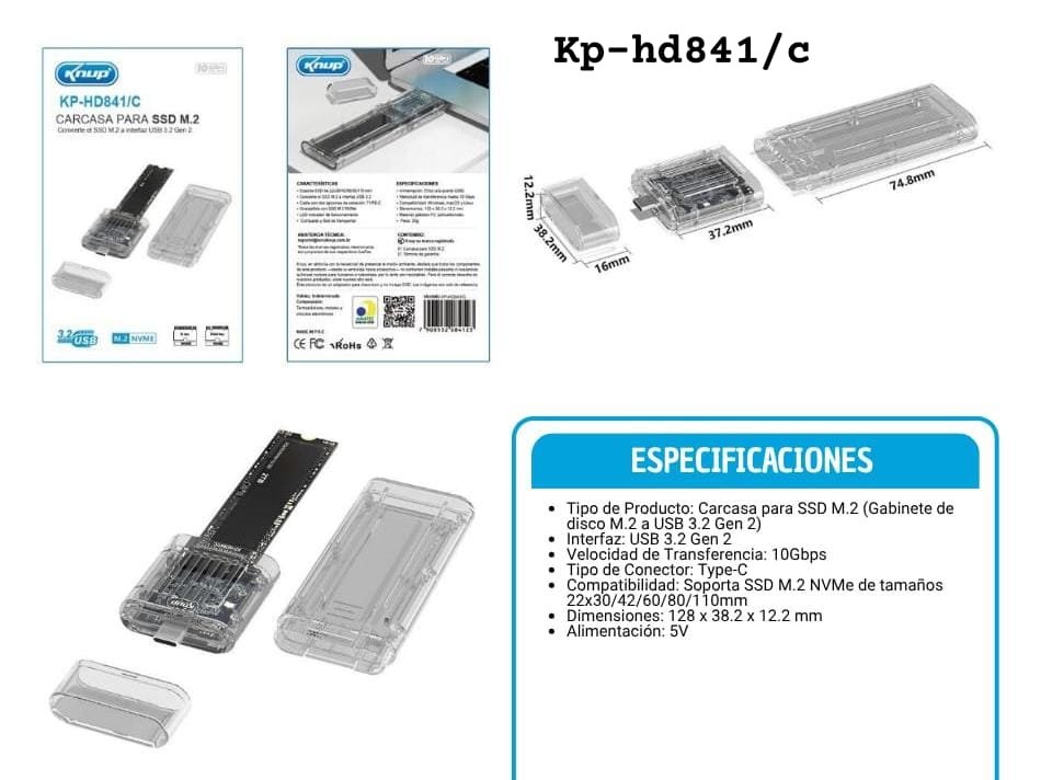 carcasa para ssd kphd841c
