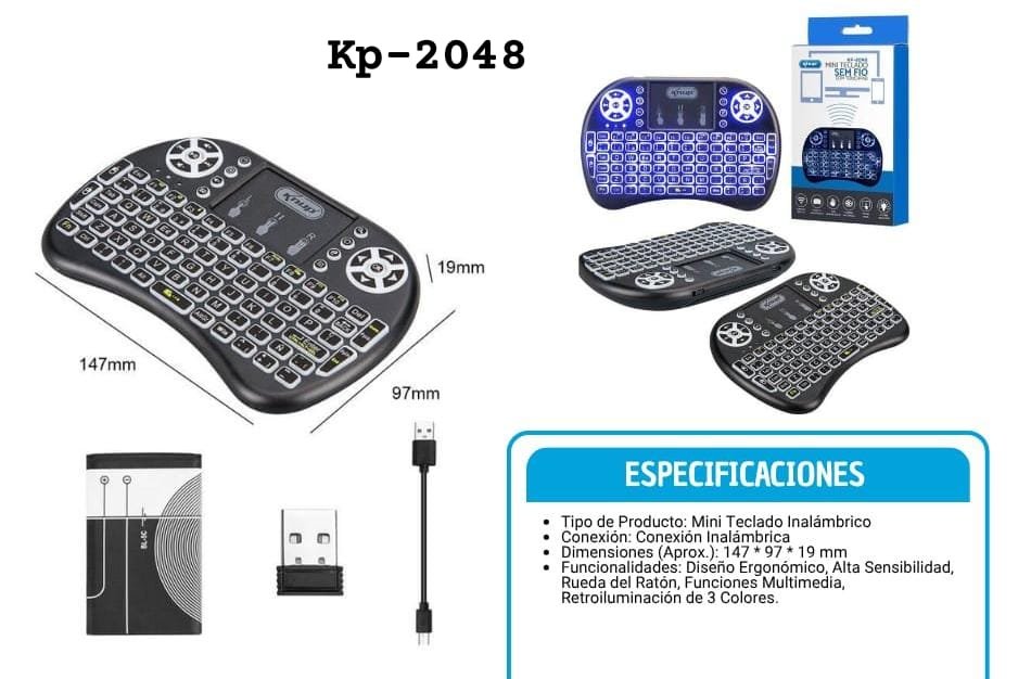 teclado recargable mini kp2048 