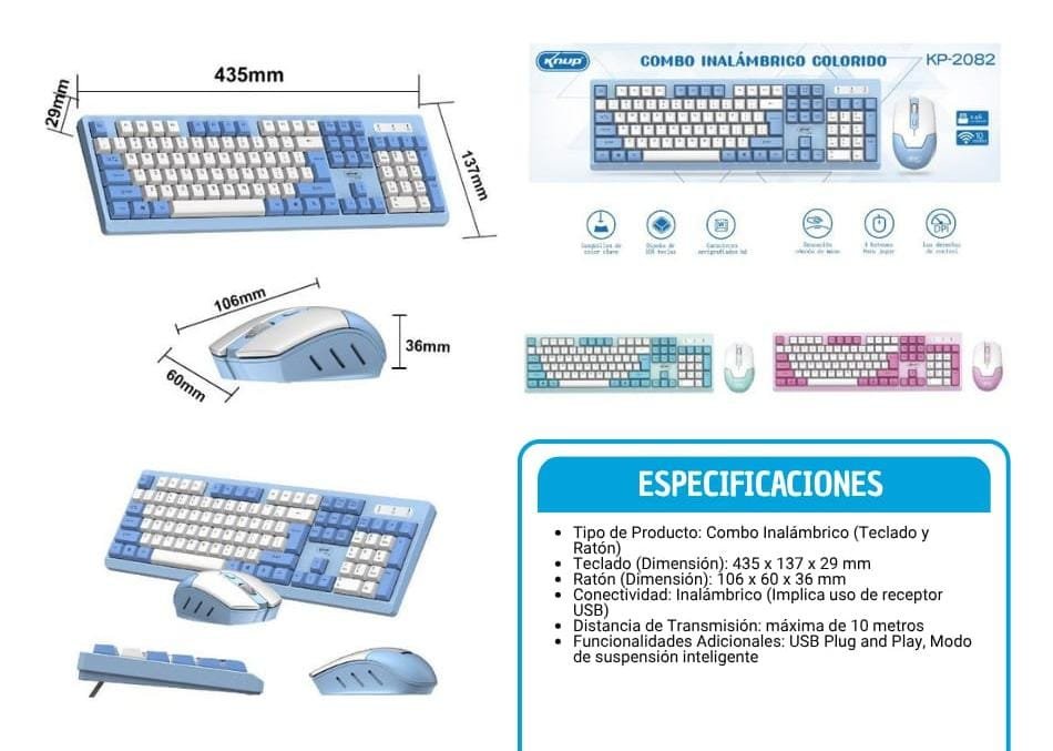 teclado con mouse kit kp2082