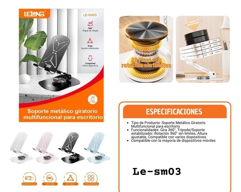 soporte metalico para celular lesm03