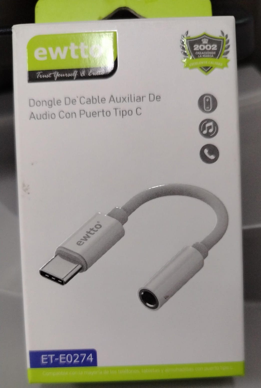 ete0274 ewtto adaptador tipo c a auxiliar 6925871602747 ete0274
