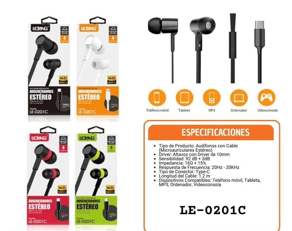 audifono lelong tipo c le0201c