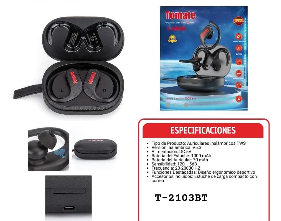 audifonos inalambricos orejera t2103bt