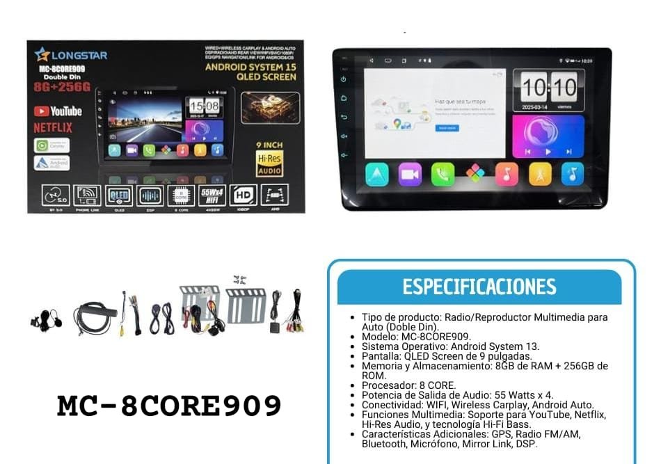 pantalla de auto mc8core909