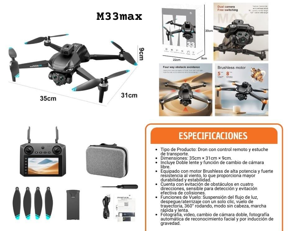 drone con pantalla camara m33 max