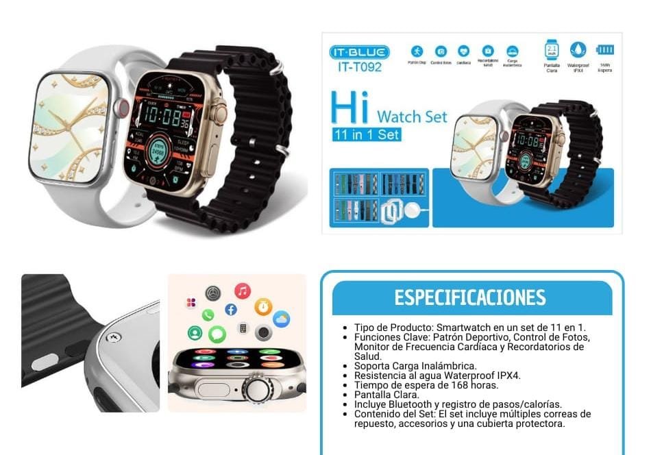reloj inteligente 11 en 1 itt092