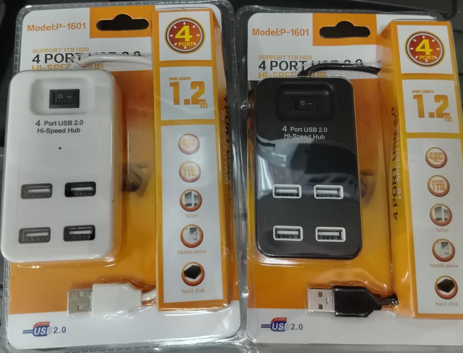 p-1601 hub 4 port usb 2.0 hub 1.2m blister