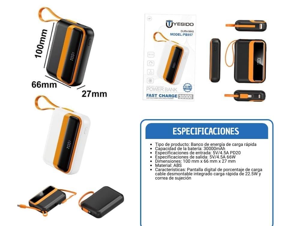 cargador portatil yesido pb 857