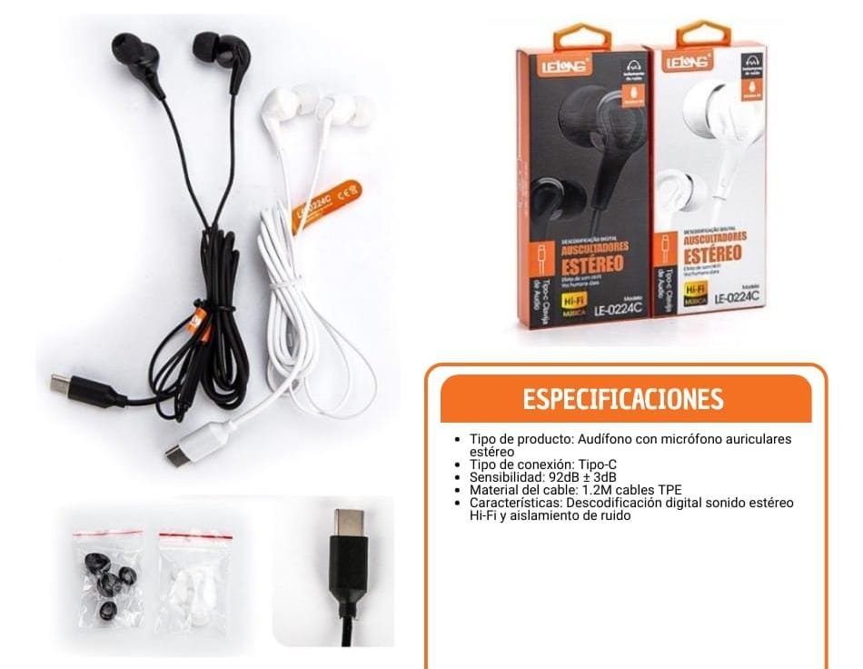 audifono tipo c le0224c