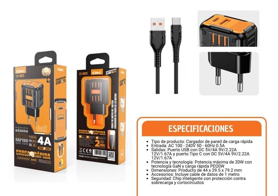 cargador tipo c le882c